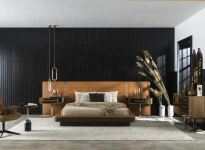 Design Bedroom Bed with two luxury bedside tables Glass Tables Beds Hotel